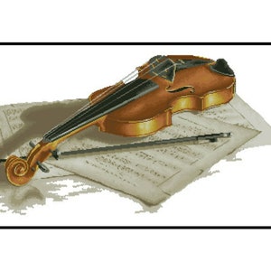 Violin Instrument Music Note Counted Cross stitch Instant Download PDF Pattern