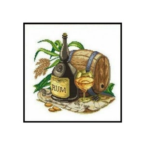 Rum Alcoholic Beverage Liquor Drink Barrel Counted Cross stitch Instant Download PDF Pattern