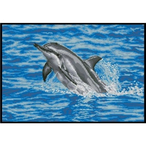 Dolphin Cross Stitch Pattern: Aquatic Ocean Embroidery (PDF Pattern)