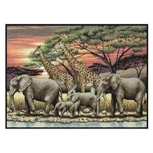Afrikaanse dieren in het wild bij zonsondergang getelde kruissteek pdf-patroon direct downloaden
