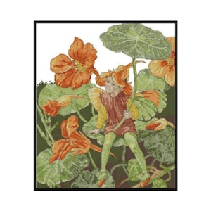Fairy Kid Flowers Plants Nature Fantasy Counted Cross stitch Instant Download PDF Pattern