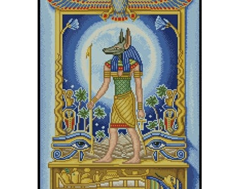 Mythology Egyptian God Anubis King Counted Cross stitch Instant Download PDF Pattern