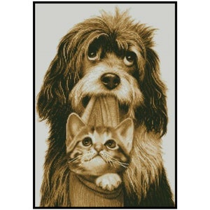 Playmates Cat Dog Animals Counted Cross stitch Instant Download PDF Pattern