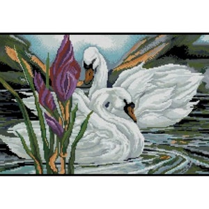 Swan Aquatic Birds Animals Embroidery Counted Cross stitch Instant Download PDF Pattern
