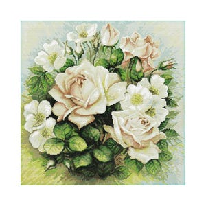Roses Blossom Flowers Plants Nature Counted Cross stitch Instant Download PDF Pattern