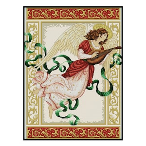 Angel Music Melody Embroidery Counted Cross stitch Instant Download PDF Pattern