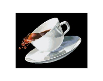 Spill-Tasse Kaffee Getränke Getränk Kreuzstich Instant Download PDF Pattern