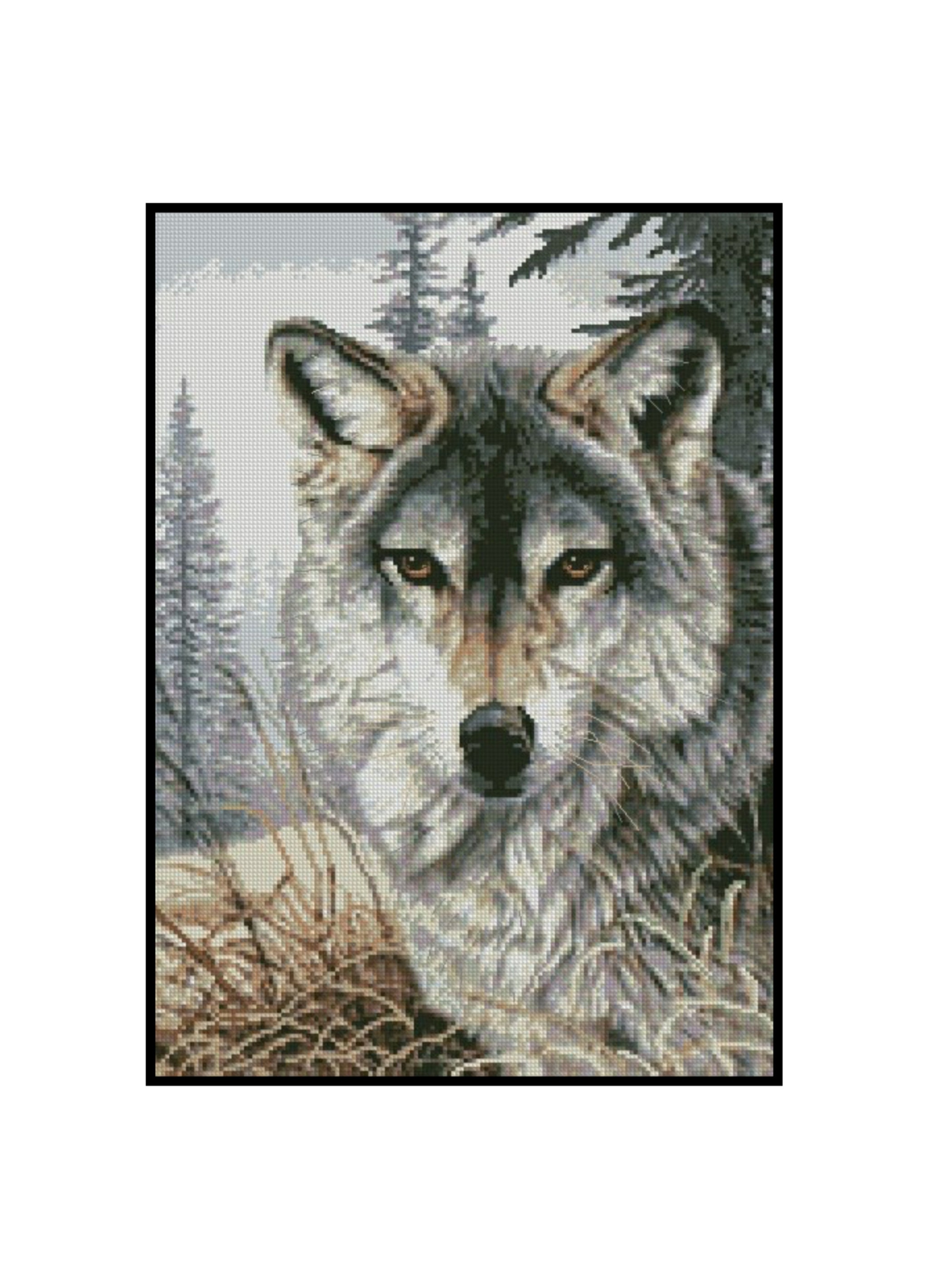 Fierce Wolf Wildlife Animals Counted Cross stitch Instant Download PDF Pattern
