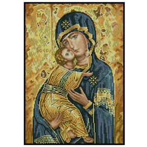 Virgin Mary and Jesus Cross Stitch Pattern: Religious Embroidery (PDF Pattern)