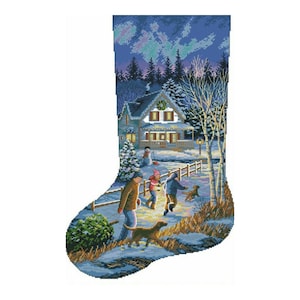 Calza della Befana per Natale, Inverno, Sera, Divertimento, Punto Croce, Download Istantaneo, Schema PDF