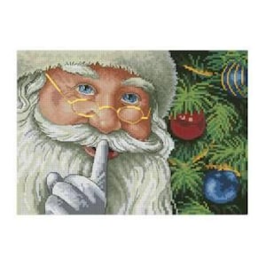 Santa Claus Secret Christmas Tree Holiday Counted Cross stitch Instant Download PDF Pattern