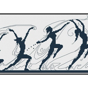 Dance Move Monochrome Silhouette Embroidery Counted Cross stitch Instant Download PDF Pattern