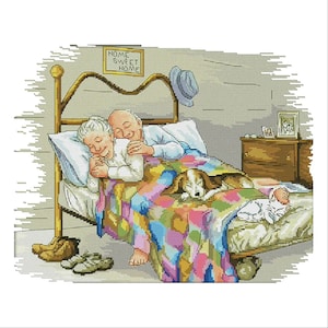 Old Married Couple Grandparents Forever Counted Cross stitch Instant Download PDF Pattern