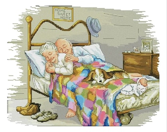 Old Married Couple Grandparents Forever Counted Cross stitch Instant Download PDF Pattern