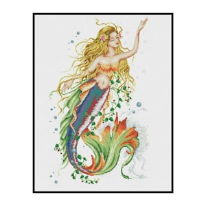 Fantasy Brilliant Beautiful Mermaid Counted Cross stitch Instant Download PDF Pattern