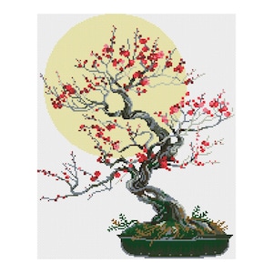 Bonsai Tree Oriental Nature Plants Counted Cross stitch Instant Download PDF Pattern