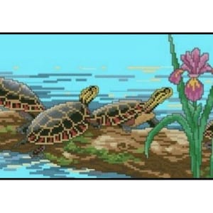 Turtle Tortoise Pond Animals Nature Counted Cross stitch Instant Download PDF Pattern