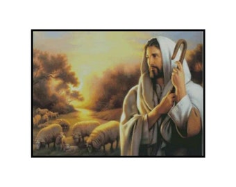 Jesus Christus Guter Hirte Schafe Tiere Religiöses Christentum Kreuzstich Instant PDF Pattern