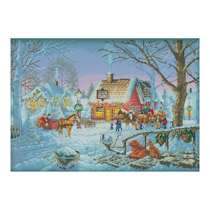 Christmas Fun Evening Winter Sweet Memories Counted Cross stitch Instant Download PDF Pattern