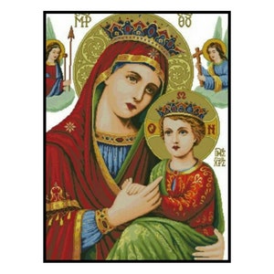 Holy Mother Perpetual Help Jesus Christ Religious Embroidery Counted Cross stitch Instant Download PDF Pattern