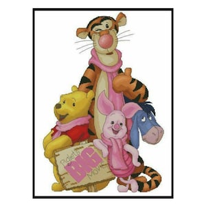 Winnie Pooh Friends Cartoons Animatie Borduren Geteld Kruissteek Instant Download PDF Patroon