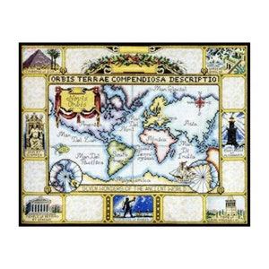 Seven Wonders Ancient World Map Embroidery Counted Cross stitch Instant Download PDF Pattern