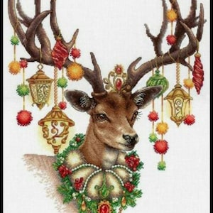 Christmas Reindeer Animals Counted Cross stitch Instant Download PDF Pattern
