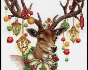 Christmas Reindeer Animals Counted Cross stitch Instant Download PDF Pattern