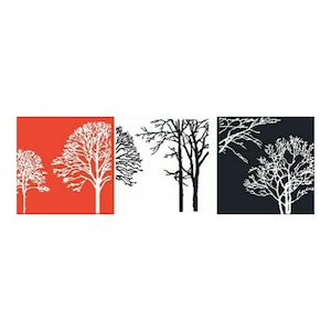 Monochrome Bäume Pflanzen Natur Triptychon Panel Kreuzstich Instant Download PDF Pattern