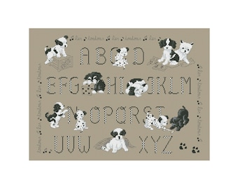 Alphabet Puppy Dogs Abc Fun Animals Counted Cross stitch Instant Download PDF Pattern