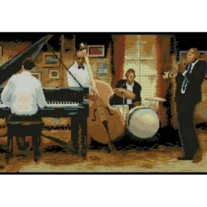 Jazz Musicians Music Instruments Embroidery Counted Cross stitch Instant Download PDF Pattern
