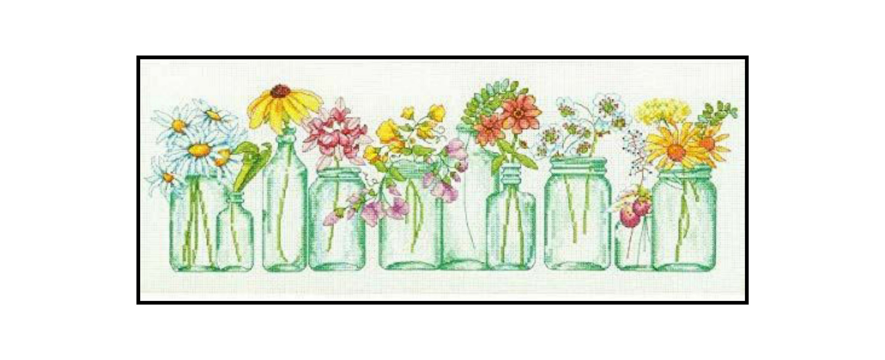 Flowers Nature Mason Jars Cross stitch Instant Download PDF Etsy