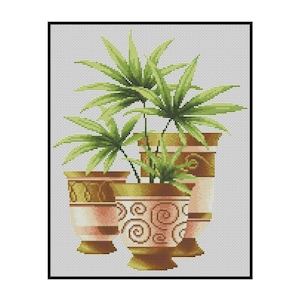 Palme Indoor Topfpflanzen Natur gezählt Kreuzstich Sofort Download PDF Muster
