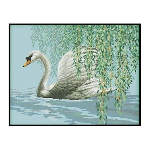 White Swan Aquatic Birds Animals Embroidery Counted Cross stitch Instant Download PDF Pattern
