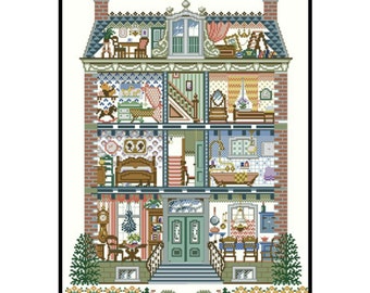 Victorian Dollhouse Toys Counted Cross stitch Instant Download PDF Pattern