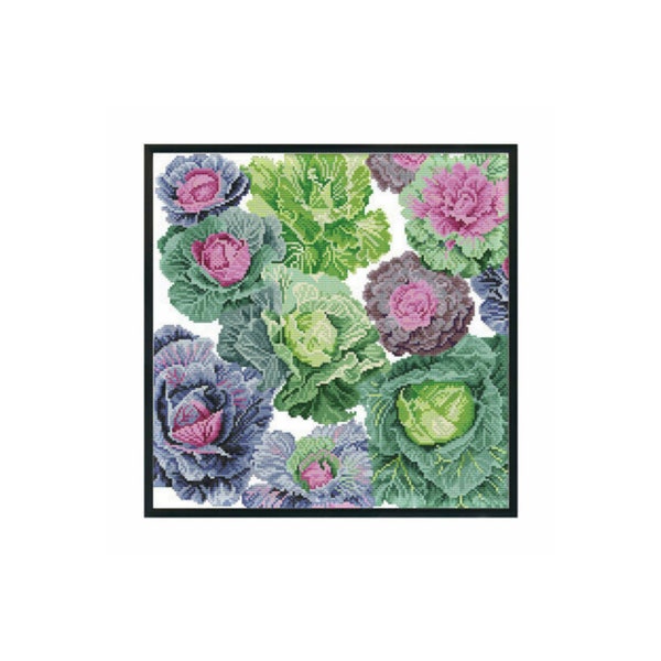 Cabbage Vegetables Plants Pillow Cushion Embroidery Counted Cross stitch Instant Download PDF Pattern