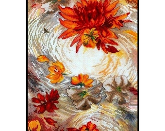 Autumn Flowers Floral Plants Watercolour Nature Embroidery Counted Cross stitch Instant Download PDF Pattern