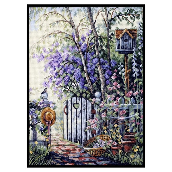 Lovers Sweetheart Gate Garden Plants Flowers Nature Embroidery Counted Cross stitch Instant Download PDF Pattern