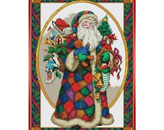 Santa Claus Patchwork Toys Christmas Gifts Counted Cross stitch Instant Download PDF Pattern