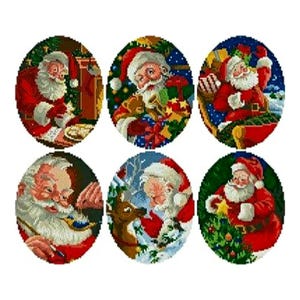 Santa Claus Ornaments Cross Stitch Pattern: Christmas Spirit Sampler (PDF Download)