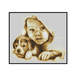Baby Puppy Dog Friends Animals Embroidery Counted Cross stitch Instant Download PDF Pattern