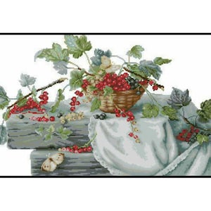Red Currants Still Life Cross Stitch Pattern (Digital Download)