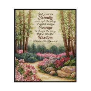 Serenity Courage Wisdom Life Inspirational Verse Quotes Counted Cross stitch Instant Download PDF Pattern