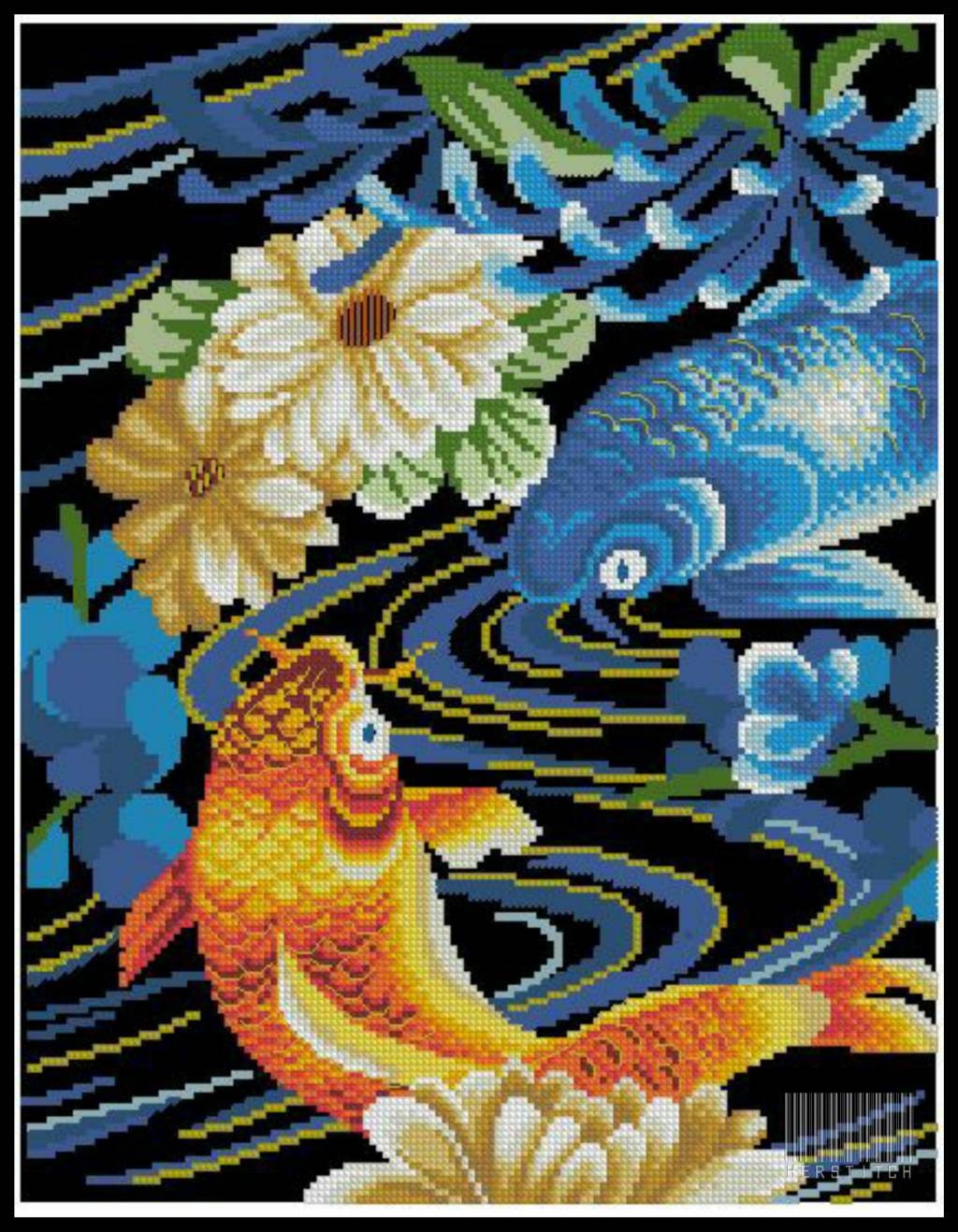 Lucky Carps Koi Fish Cross stitch Instant Download PDF Pattern Etsy