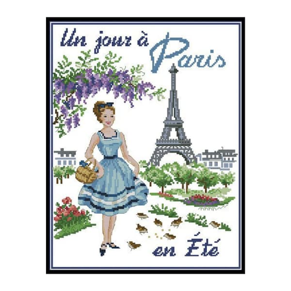 Four Seasons Lady Woman Paris Ete Summer Counted Cross stitch Instant Download PDF Pattern
