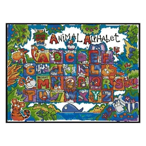 Wild Ones Wildlife Animals Alphabet Abc Counted Cross stitch Instant Download PDF Pattern