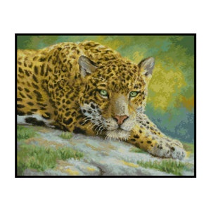 Jaguar Wildlife Endangered Animals Embroidery Counted Cross stitch Instant Download PDF Pattern