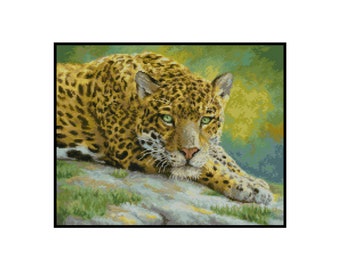 Jaguar Wildlife Endangered Animals Embroidery Counted Cross stitch Instant Download PDF Pattern