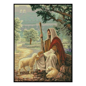 Jesus Christ Lost No More Good Shepherd Counted Cross stitch Instant Download PDF Pattern