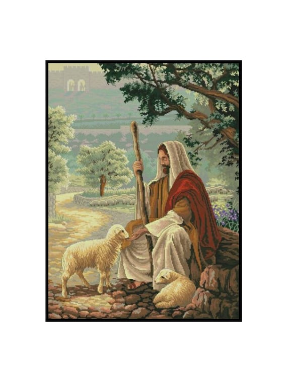 イエス・キリスト 善き羊飼い ヴィンテージ・ステンドグラス アメリカ